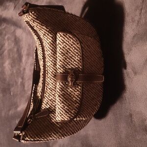 Vintage Etienne Aigner NWOT brown tan wool with leather trim never worn